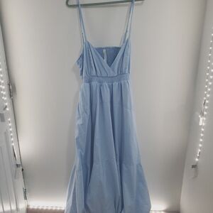 Anthropologie ballon bottom dress.  Light blue. Adjustable straps. Size XL
